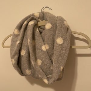 J crew grey and cream polka dot infinity scarf